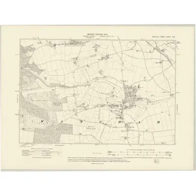1905 Map of Norfolk XXXIX.NW, 1907 Print