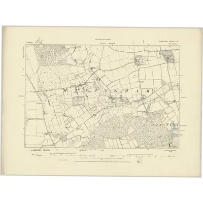 1880 Map of Norfolk XXXIX.SW, 1887 Print