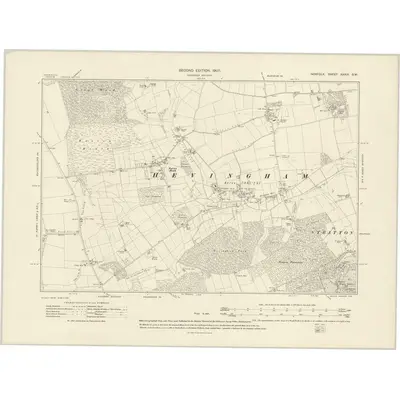 1905 Map of Norfolk XXXIX.SW, 1907 Print