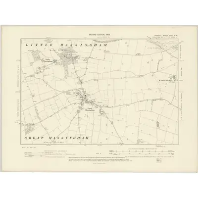 1904 Map of Norfolk XXXV.NW, 1906 Print