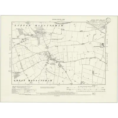 1904 Map of Norfolk XXXV.NW, 1933 Print