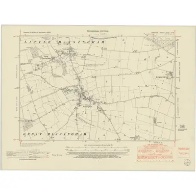1950 Map of Norfolk XXXV.NW, 1952 Print