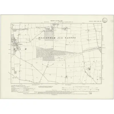 1904 Map of Norfolk XXXV.SE, 1933 Print