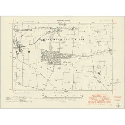 1950 Map of Norfolk XXXV.SE, 1952 Print