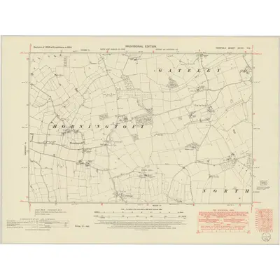 1950 Map of Norfolk XXXVI.NE, 1952 Print