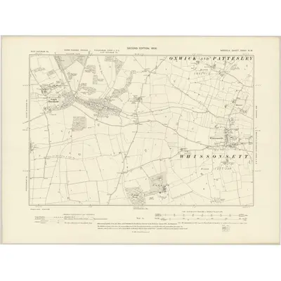 1904 Map of Norfolk XXXVI.NW, 1906 Print