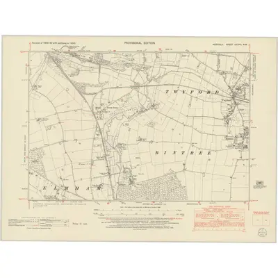 1950 Map of Norfolk XXXVII.NW, 1952 Print