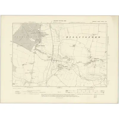 1904 Map of Norfolk XXXVII.SW, 1906 Print