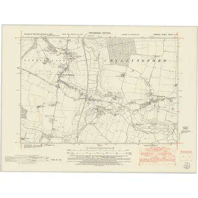 1950 Map of Norfolk XXXVII.SW, 1952 Print