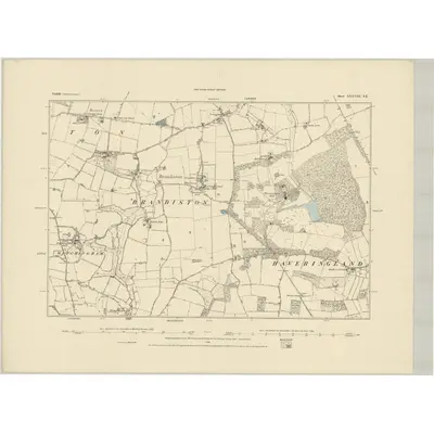 1881 Map of Norfolk XXXVIII.SE, 1885 Print