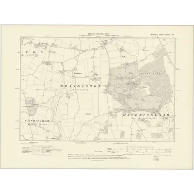 1905 Map of Norfolk XXXVIII.SE, 1907 Print