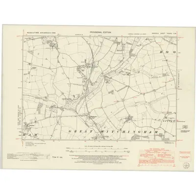 1950 Map of Norfolk XXXVIII.SW, 1952 Print