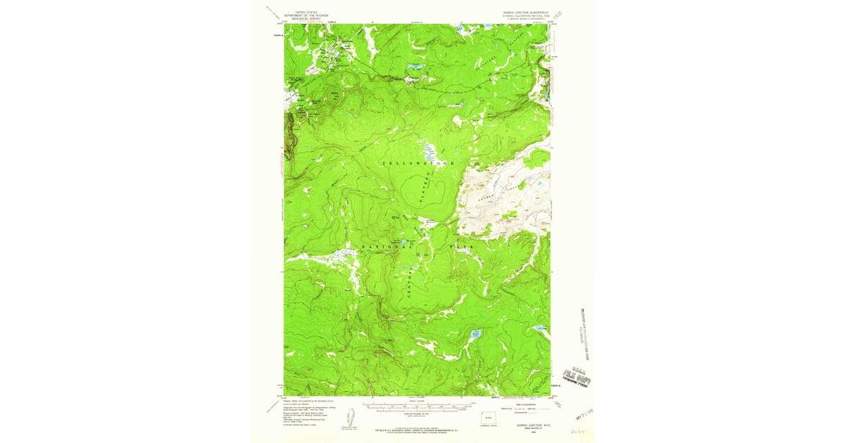 1958 Map of Norris Junction, Park County, WY — High-Res | Pastmaps