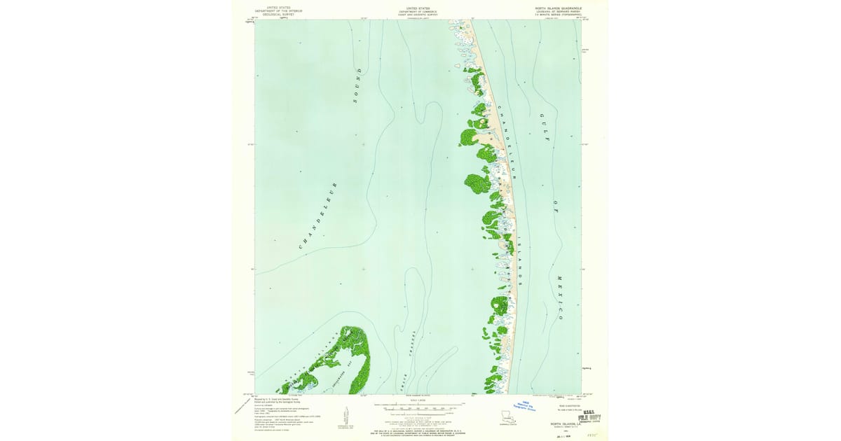 1951 Map of North Islands, St. Bernard Parish, LA — High-Res | Pastmaps