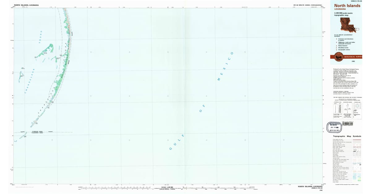 1982 Map of North Islands, St. Bernard Parish, LA — High-Res | Pastmaps