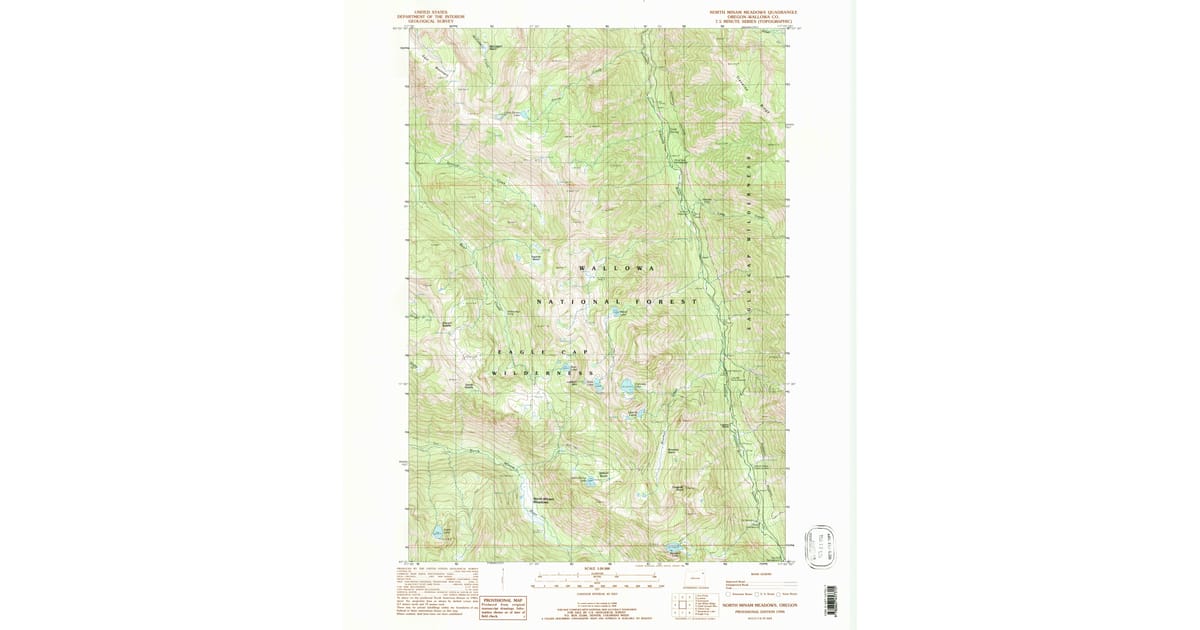 Minam Rams Map 1990 Map of North Minam Meadows, Wallowa County, OR — High-Res | Pastmaps