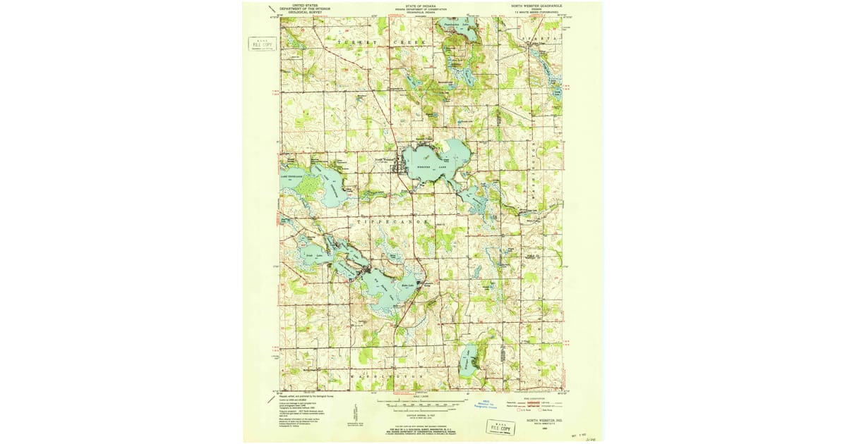 Old Maps of North Webster IN for - North Webster Kosciusko County In Usgs Topo 1950 P1952 Og 1200x630 