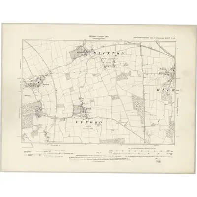 1899 Map of Northamptonshire II.SE, 1901 Print