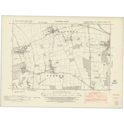 1950 Map of Northamptonshire II.SE, 1952 Print