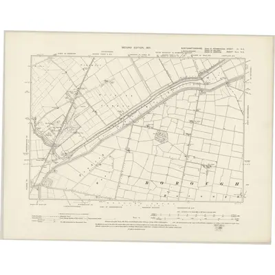 1899 Map of Northamptonshire III.NE, 1901 Print