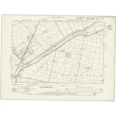 1899 Map of Northamptonshire III.NE, 1934 Print