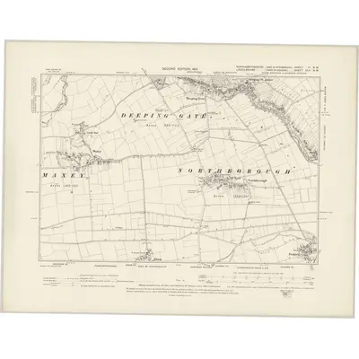 1899 Map of Northamptonshire III.NW, 1901 Print