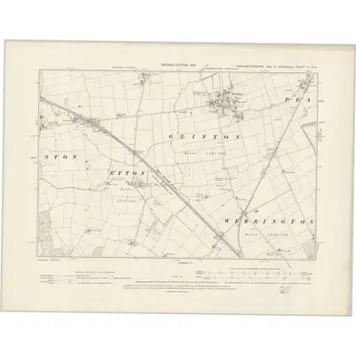 1899 Map of Northamptonshire III.SW, 1901 Print