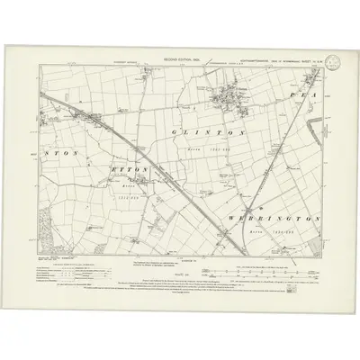 1899 Map of Northamptonshire III.SW, 1933 Print