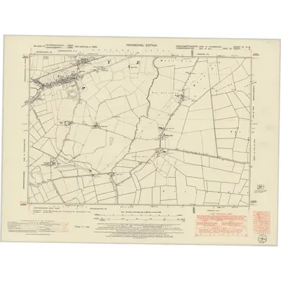 1950 Map of Northamptonshire IX.NW, 1951 Print