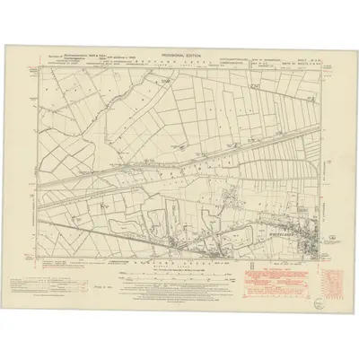 1950 Map of Northamptonshire IX.SW, 1952 Print