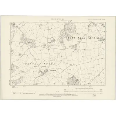 1899 Map of Northamptonshire L.NE, 1901 Print