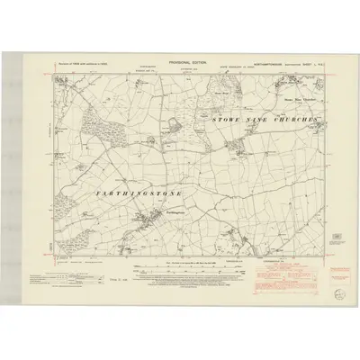 1950 Map of Northamptonshire L.NE, 1952 Print