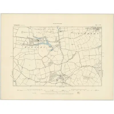 1883 Map of Northamptonshire L.NW, 1884 Print