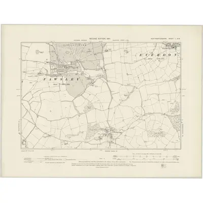 1899 Map of Northamptonshire L.NW, 1901 Print