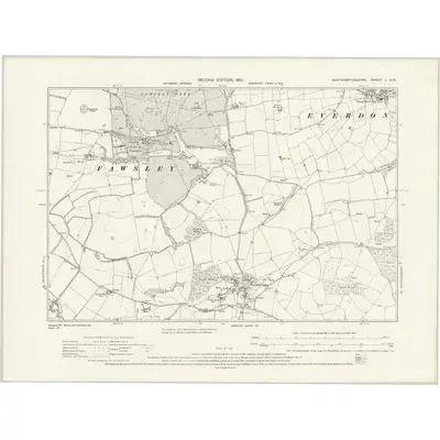 1899 Map of Northamptonshire L.NW, 1931 Print