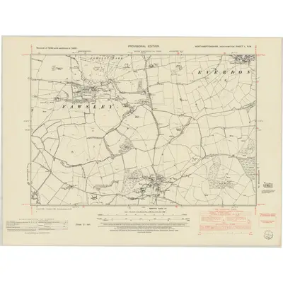 1950 Map of Northamptonshire L.NW, 1952 Print