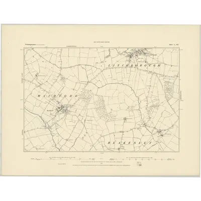 1882 Map of Northamptonshire L.SE, 1884 Print