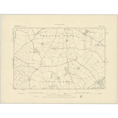 1882 Map of Northamptonshire L.SW, 1884 Print