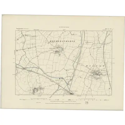 1883 Map of Northamptonshire LI.NE, 1884 Print