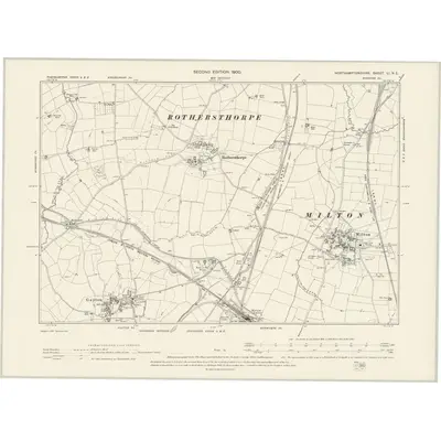 1899 Map of Northamptonshire LI.NE, 1900 Print