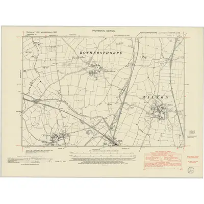 1950 Map of Northamptonshire LI.NE, 1952 Print