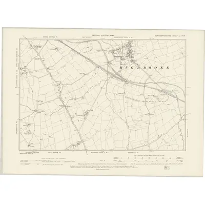 1899 Map of Northamptonshire LI.NW, 1900 Print