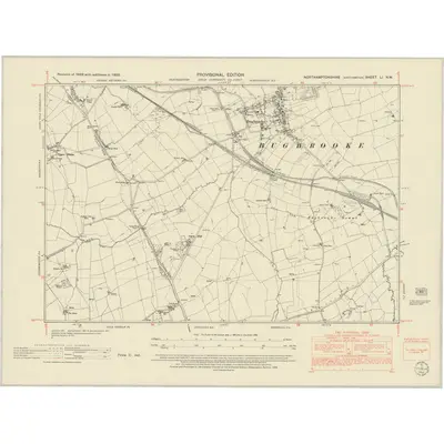 1950 Map of Northamptonshire LI.NW, 1952 Print