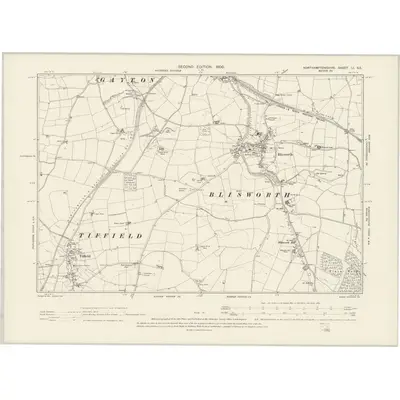 1899 Map of Northamptonshire LI.SE, 1900 Print