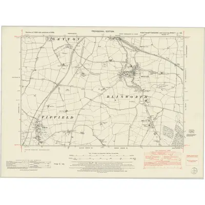 1950 Map of Northamptonshire LI.SE, 1952 Print
