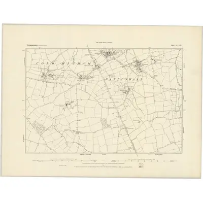 1882 Map of Northamptonshire LI.SW, 1884 Print
