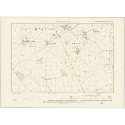 1899 Map of Northamptonshire LI.SW, 1901 Print