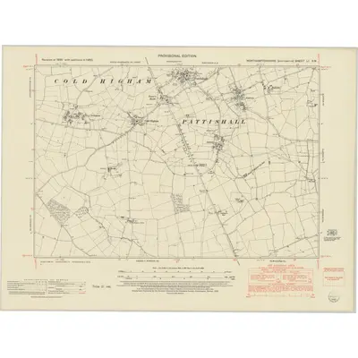 1950 Map of Northamptonshire LI.SW, 1952 Print