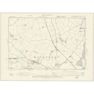 1899 Map of Northamptonshire LII.NE, 1901 Print