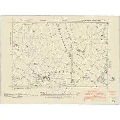 1950 Map of Northamptonshire LII.NE, 1952 Print